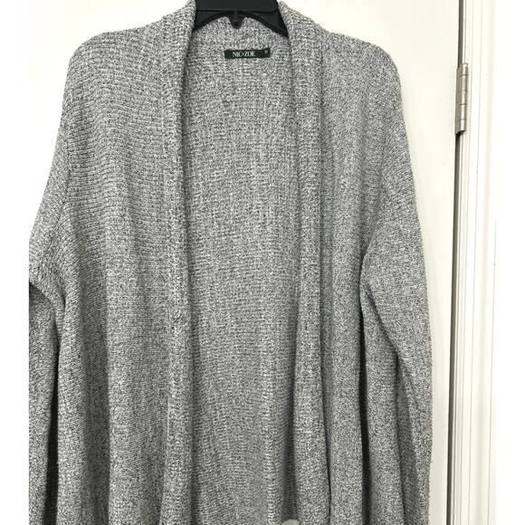 NIC & ZOE Light Gray Cotton Blend Open Front Cardigan Sweater 1X Neutral - Picture 3 of 9